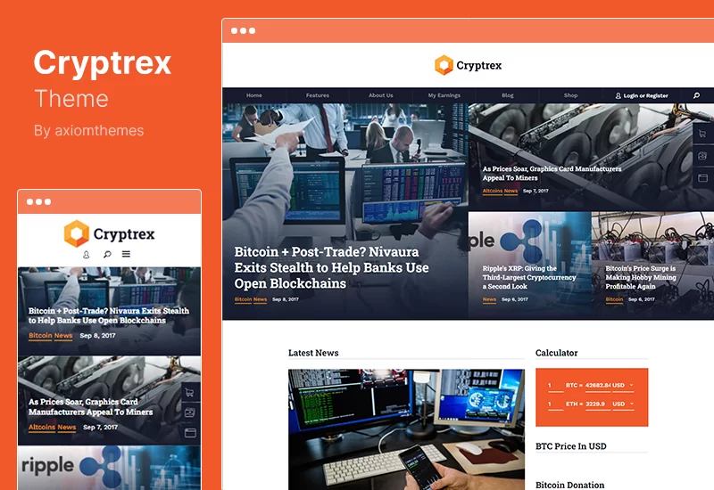 Tema Cryptrex - Tema de WordPress para minería de criptomonedas