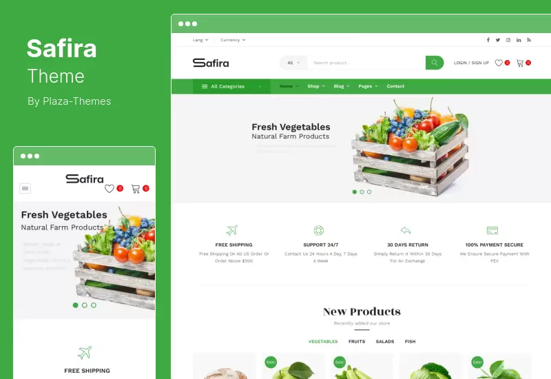Safira Theme - Tema de WooCommerce de alimentos orgánicos de WordPress
