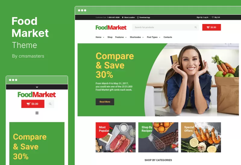 Tema del mercado de alimentos - Tema de WordPress para tienda de comestibles