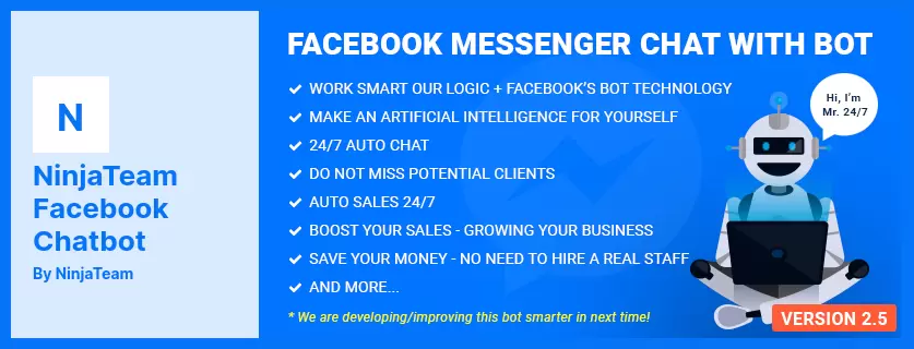 NinjaTeam Facebook Chatbot Plugin - Facebook Messenger 与 Bot 聊天