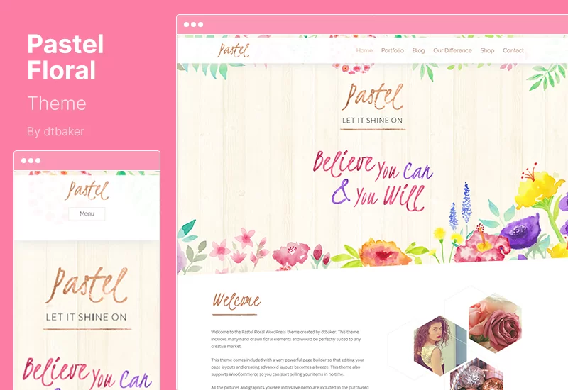 Tema en colores pastel - Tema de WordPress de arte floral