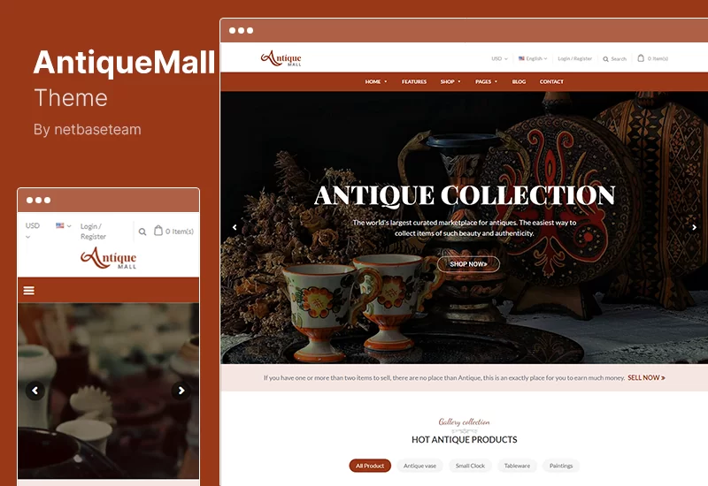 AntiqueMall Theme - Tema de WordPress para el mercado de tiendas de antigüedades