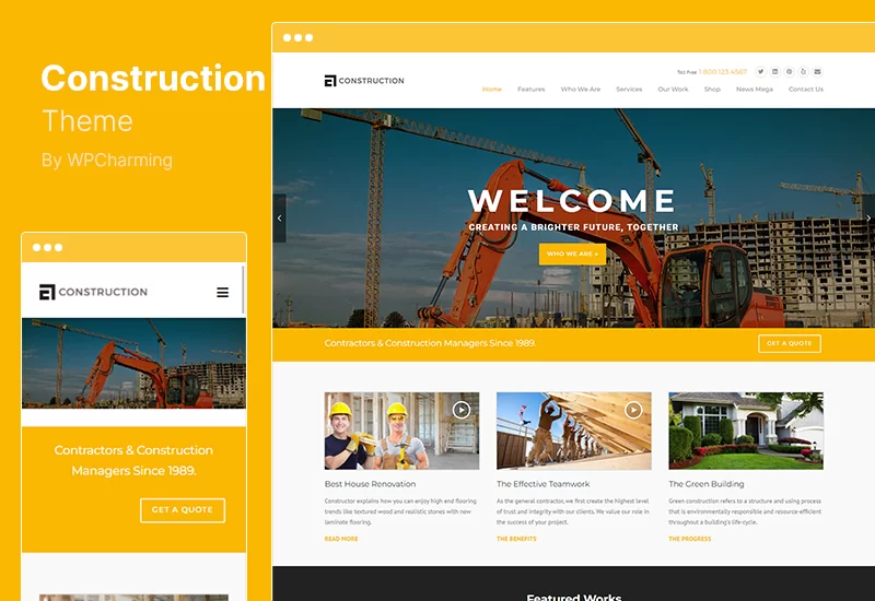 Tema de construcción - Tema de WordPress para empresas de construcción