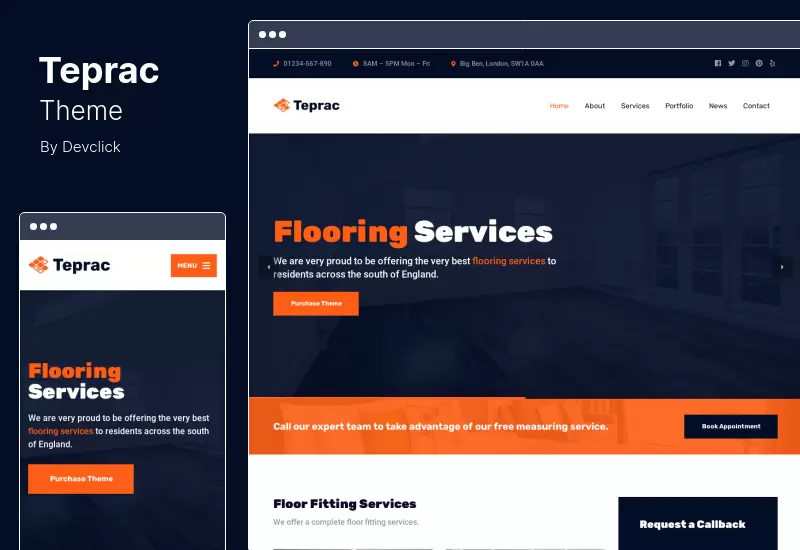 Tema Teprac - Tema de WordPress para servicios de pisos