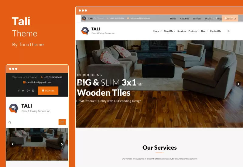 Tali Theme - Tema de WordPress para servicio de pavimentación