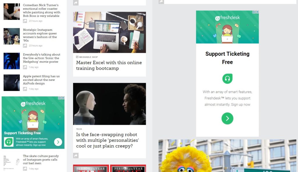 bloqueadores de anuncios deshabilitados en Mashable