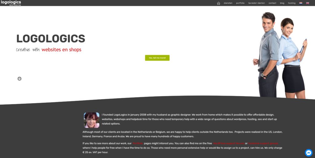 Resumen de captura de pantalla horizontal del sitio web de logologics creado con el tema gratuito de wordpress oceanwp