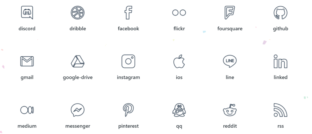 สกรีนช็อตของตัวอย่างไอคอนโซเชียลมีเดีย OceanWP SVG