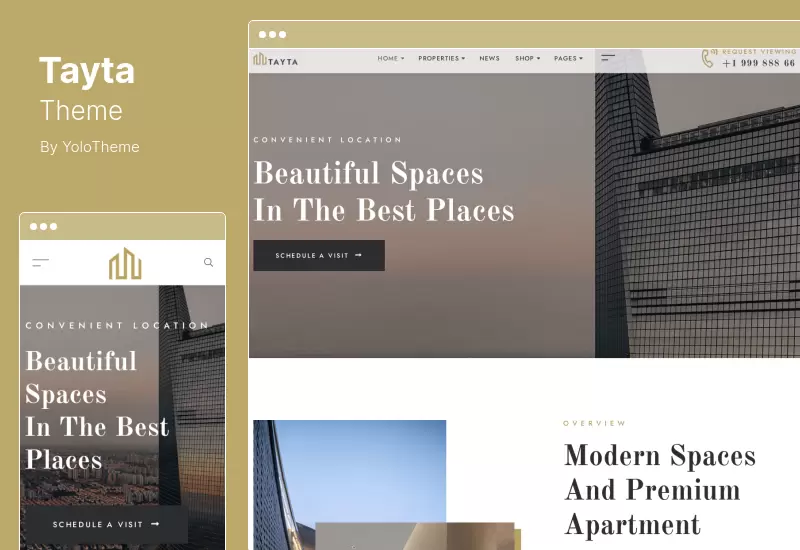 ธีม Tayta - อพาร์ทเมนต์เดี่ยว คอมเพล็กซ์ WordPress Theme