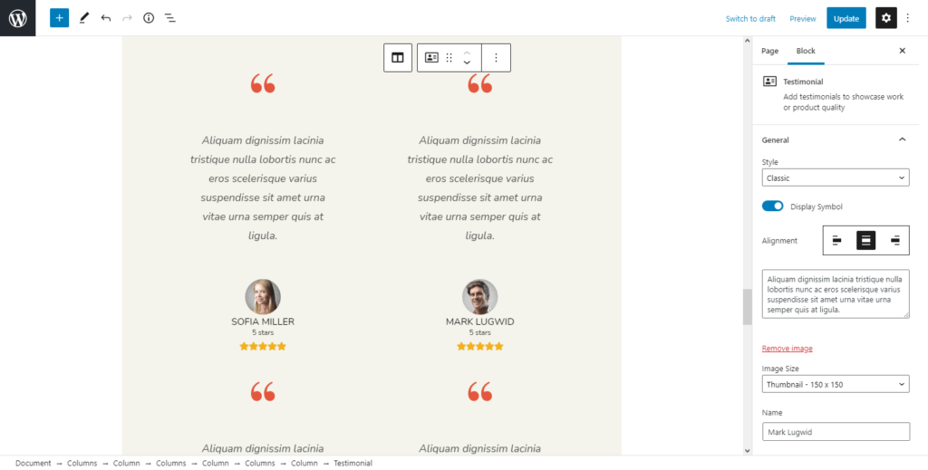 การเปรียบเทียบ elementor กับ gutenberg - การแก้ไข Gutenberg block