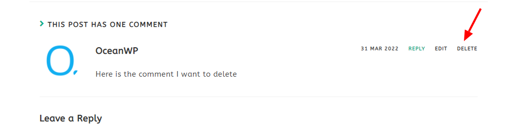 Actualización de OceanWP: vista previa sobre cómo usar una nueva función para eliminar comentarios directamente desde la sección de comentarios