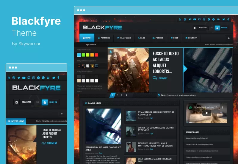 Blackfyreテーマ-ゲームコミュニティのWordPressテーマ