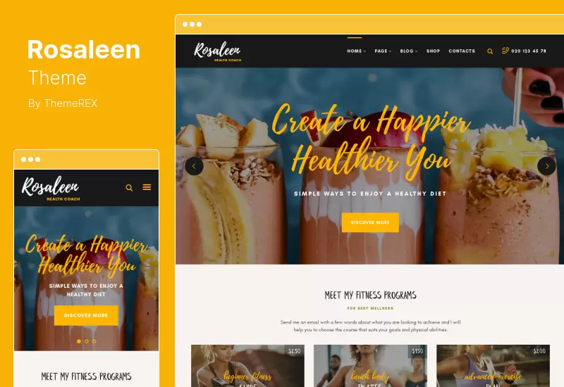 ธีม Rosaleen - โค้ชด้านสุขภาพ, แรงจูงใจของวิทยากร WordPress Theme