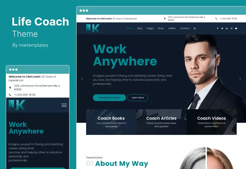 ธีม Life Coach - ธีม WordPress หน้าส่วนตัวของลำโพงสาธารณะ