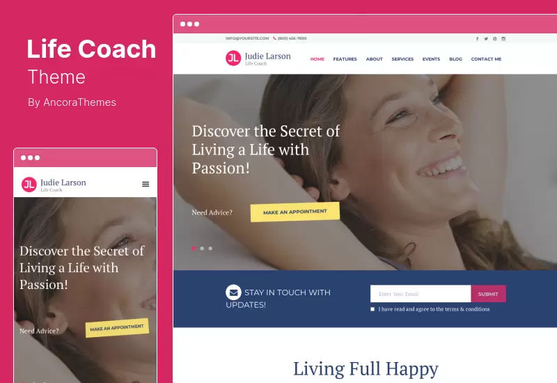 Tema de entrenador de vida - Tema personal de WordPress para entrenador de vida y psicólogo