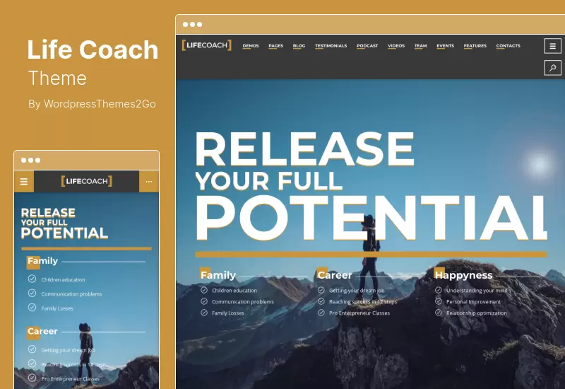 Tema del entrenador de vida - Tema de WordPress del entrenador de vida