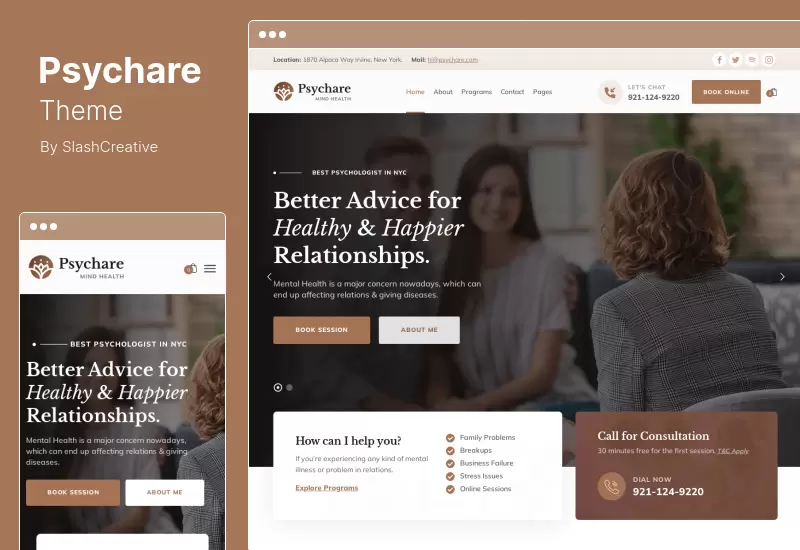 Tema Psychare - Tema de WordPress para entrenadores de vida de psicólogos