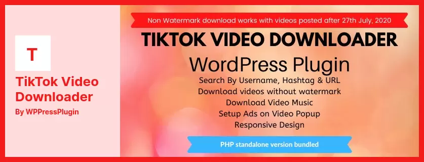 Complemento TikTok Video Downloader - TikTok Video Downloader para WordPress