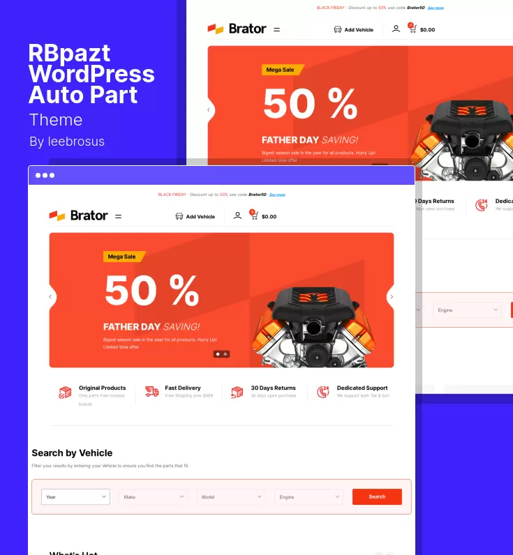 Tema RBpazt - Tema de WordPress WooCommerce para piezas de automóviles
