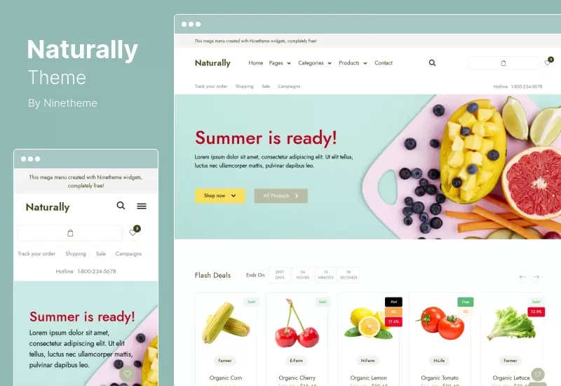 Naturally Theme - Produse pentru magazine alimentare organice Tema WooCommerce