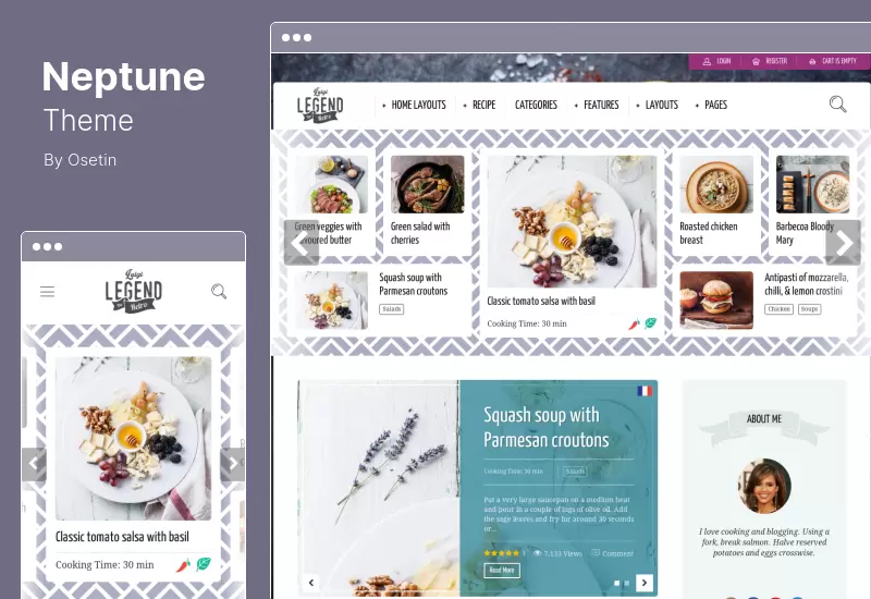 Tema Neptune - Tema WordPress pentru bloggerii bucătari rețete alimentare