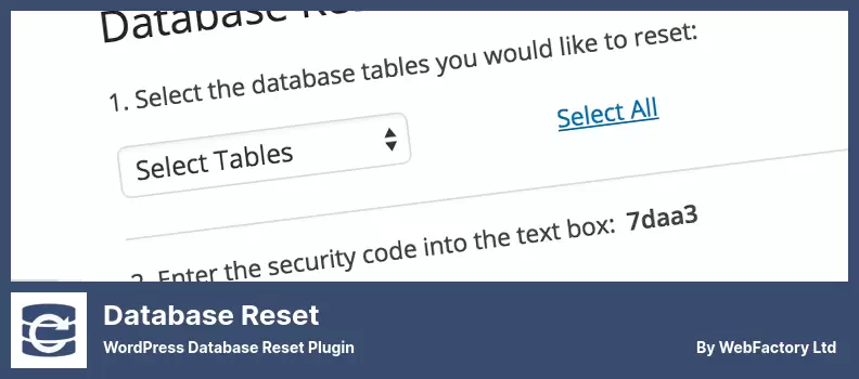 Plugin de réinitialisation de base de données - Plugin de réinitialisation de base de données WordPress