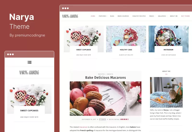 ธีม Narya - WordPress Food Blog ธีม WordPress ส่วนตัว
