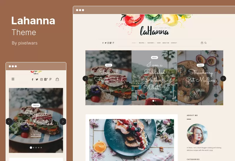 Lahanna Theme - บล็อกอาหาร WordPress Theme