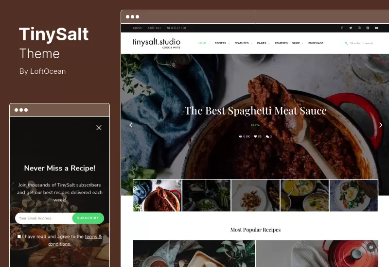 ธีม TinySalt - บล็อกอาหารส่วนตัว WordPress Theme