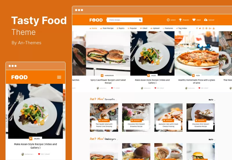 ธีมอาหารอร่อย - บล็อกสูตรอาหาร WordPress Theme