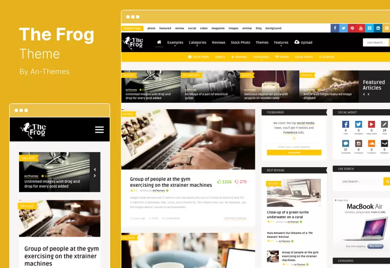 El tema de la rana: tema de WordPress para noticias creativas, revistas de blogs y presentación frontal