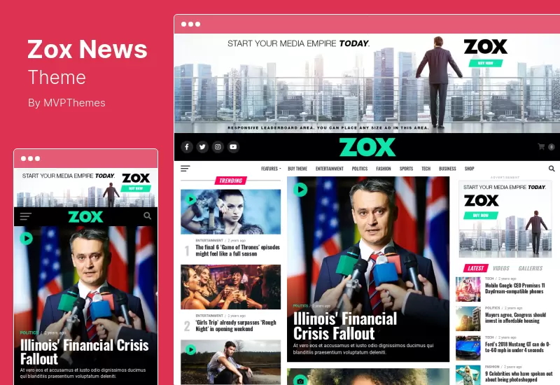 Zox News Theme - Tema profesional de WordPress para revista de noticias de WordPress