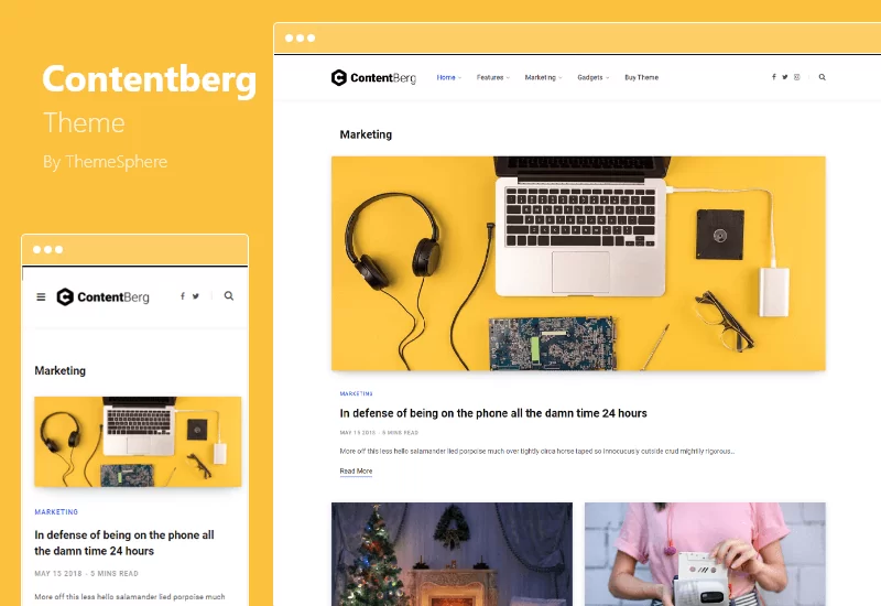 ธีม Contentberg - การตลาดเนื้อหาและบล็อกส่วนตัว WordPress Theme