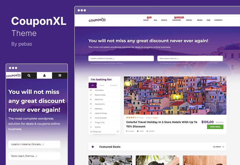 ธีม CouponXL - คูปอง ข้อเสนอพิเศษ ส่วนลด WordPress Theme