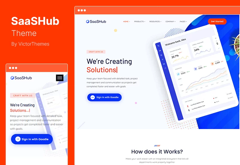 saashub Theme - ผลิตภัณฑ์ดิจิทัล WordPress Theme