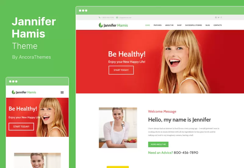 Tema de Jannifer Hamis - Blog de Health Coach y revista de estilo de vida Tema de WordPress
