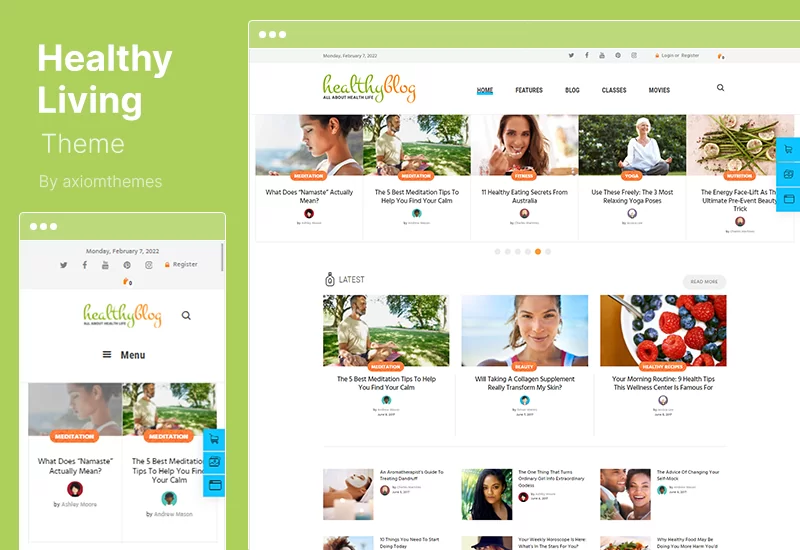 Tema de vida saludable - Blog con tienda en línea Tema de WordPress