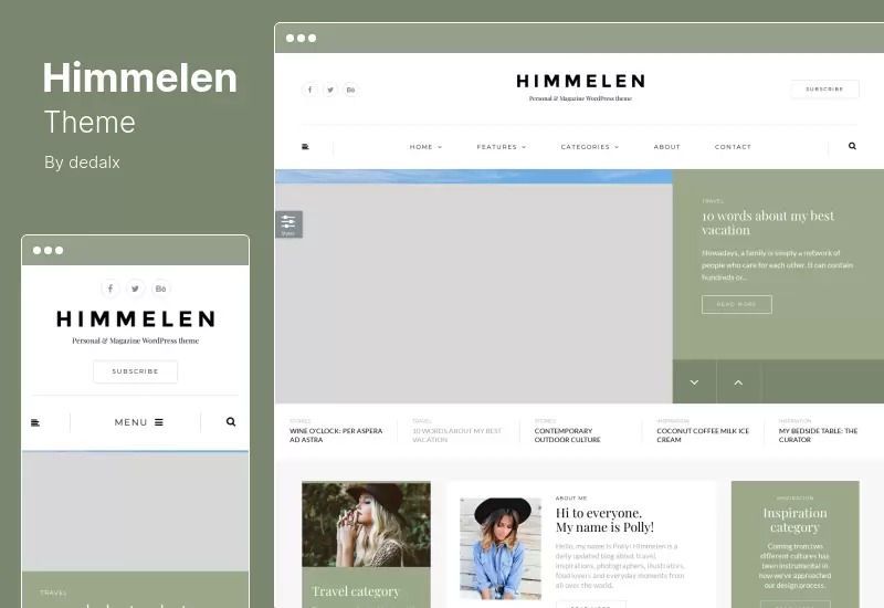 Himmelen 主題 - 個人和最小博客 WordPress 主題