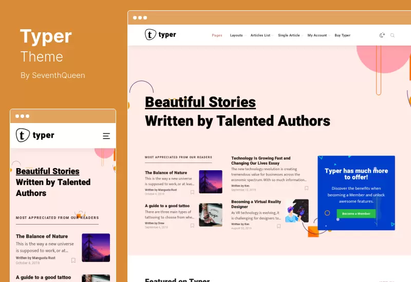 Typer 主題 - 驚人的博客多作者發布 WordPress 主題
