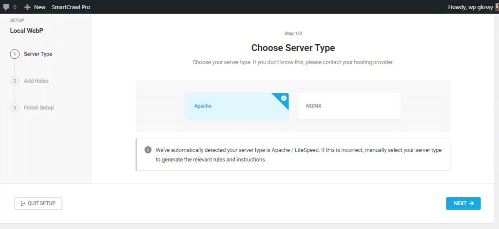 tipo de servidor webp