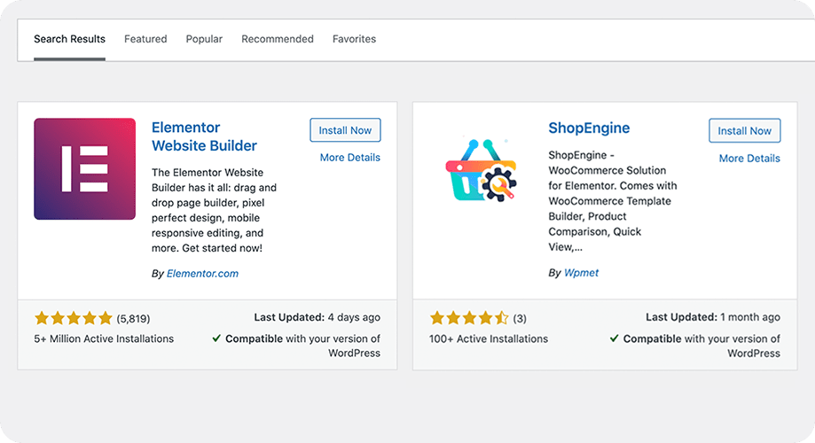 Elementor และ ShopEngine