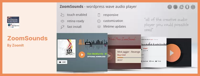 ปลั๊กอิน ZoomSounds - เครื่องเล่นเสียง WordPress Wave พร้อมเพลย์ลิสต์