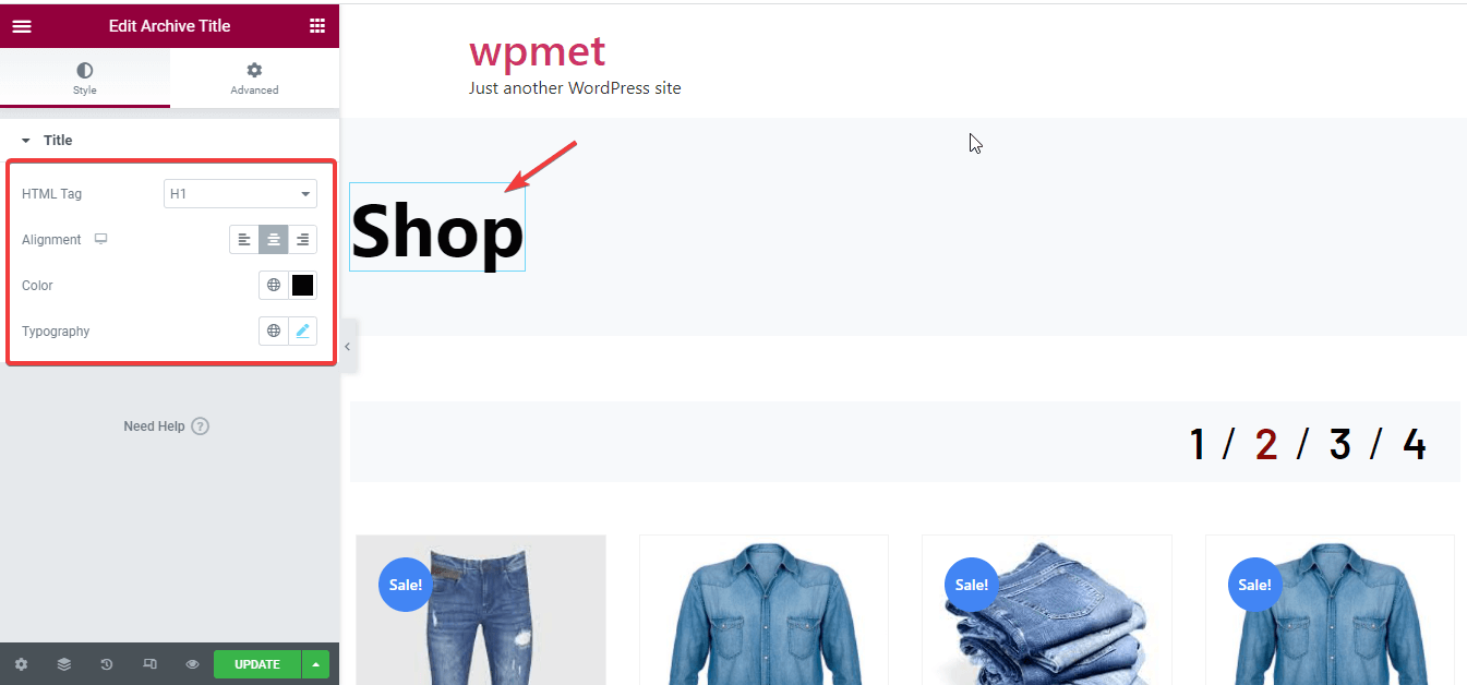 Bearbeiten Sie den Archivtitel für die Anpassung der Shop-Seite