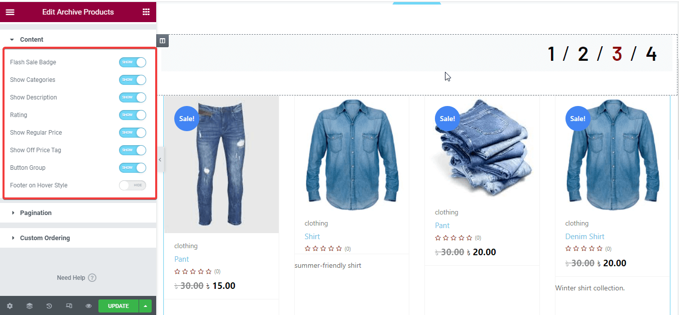 Bearbeiten Sie den Inhalt des Archivprodukts, um die Shop-Seite anzupassen