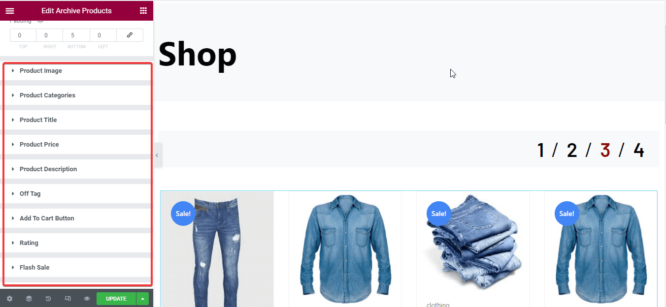 Shop-Seiten-Anpassung mit Archivprodukt-Widget