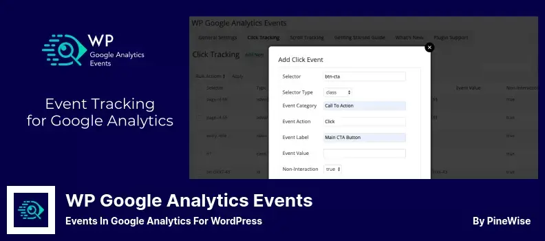 ปลั๊กอินเหตุการณ์ WP Google Analytics - เหตุการณ์ใน Google Analytics สำหรับ WordPress