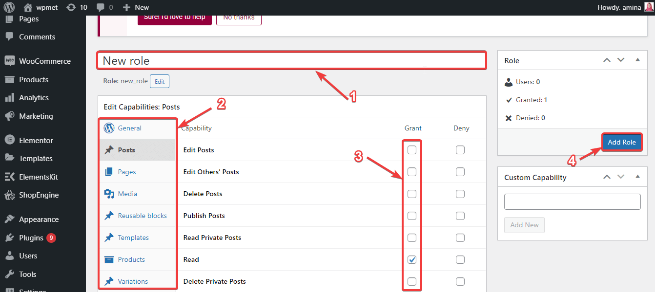 Yeni bir özel WordPress kullanıcı rolü ekleme adımları