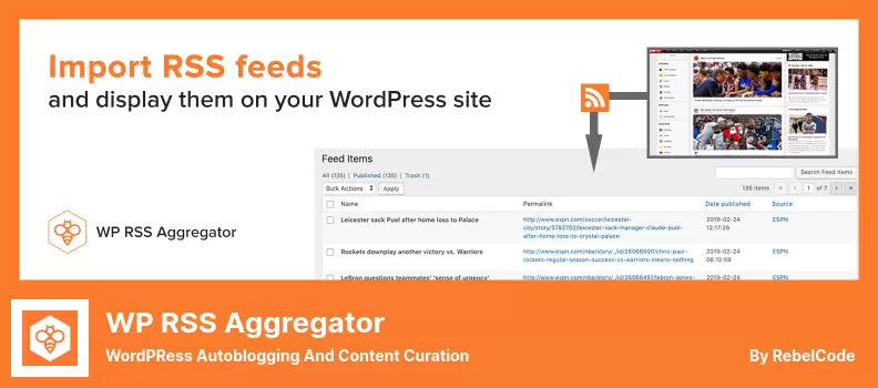 ปลั๊กอิน WP RSS Aggregator - WordPRess Autoblogging และ Content Curation