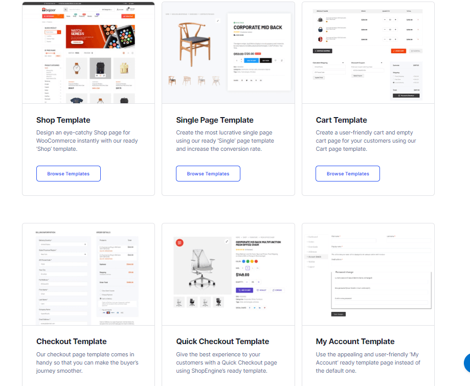 Biblioteca de șabloane ShopEngine