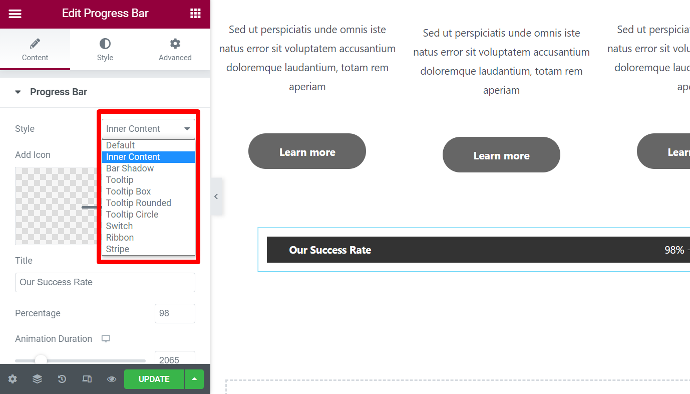diferite stiluri de bară de progres pentru site-ul web